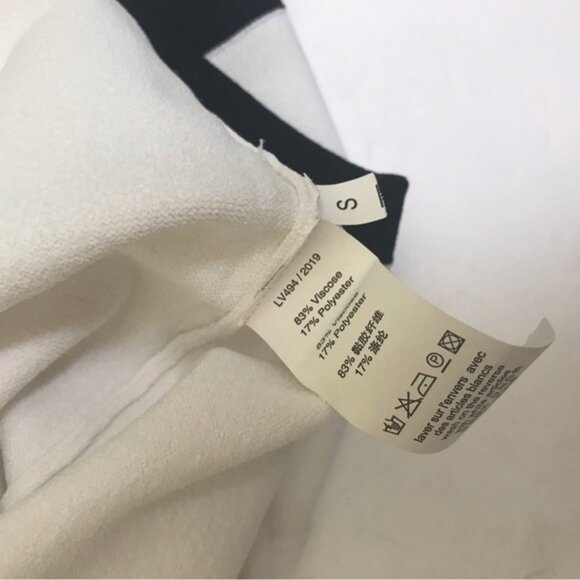 Louis Vuitton NEW Sweater Top Flare Sleeve Cuffs Uniform White Black Knit Crew S - Picture 8 of 16